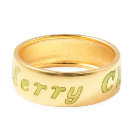 Glow In The Dark Resin Merry Christmas Ring in 14K Yellow Gold Over Sterling Silver (Size 6) image number 4