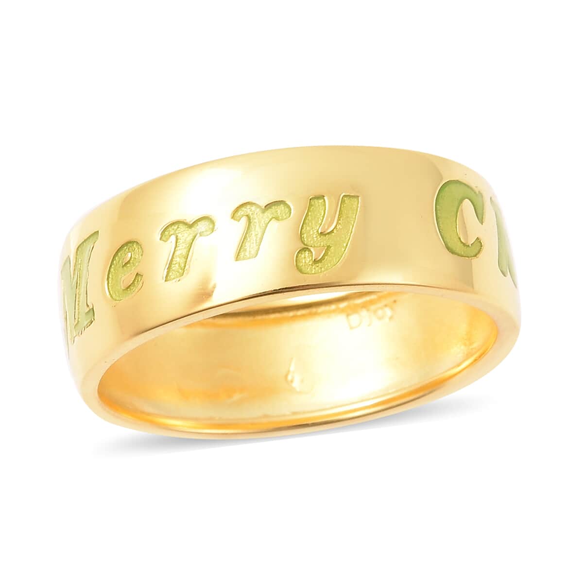 Glow In The Dark Resin Merry Christmas Ring in 14K Yellow Gold Over Sterling Silver (Size 7) image number 0