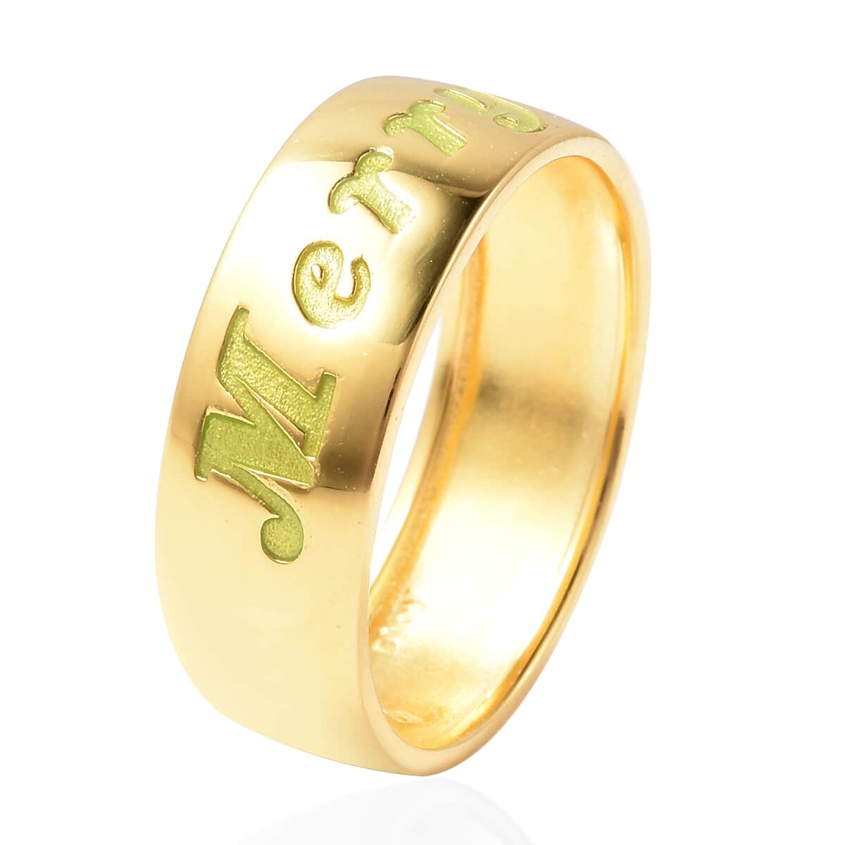 Glow In The Dark Resin Merry Christmas Ring in 14K Yellow Gold Over Sterling Silver (Size 7) image number 3