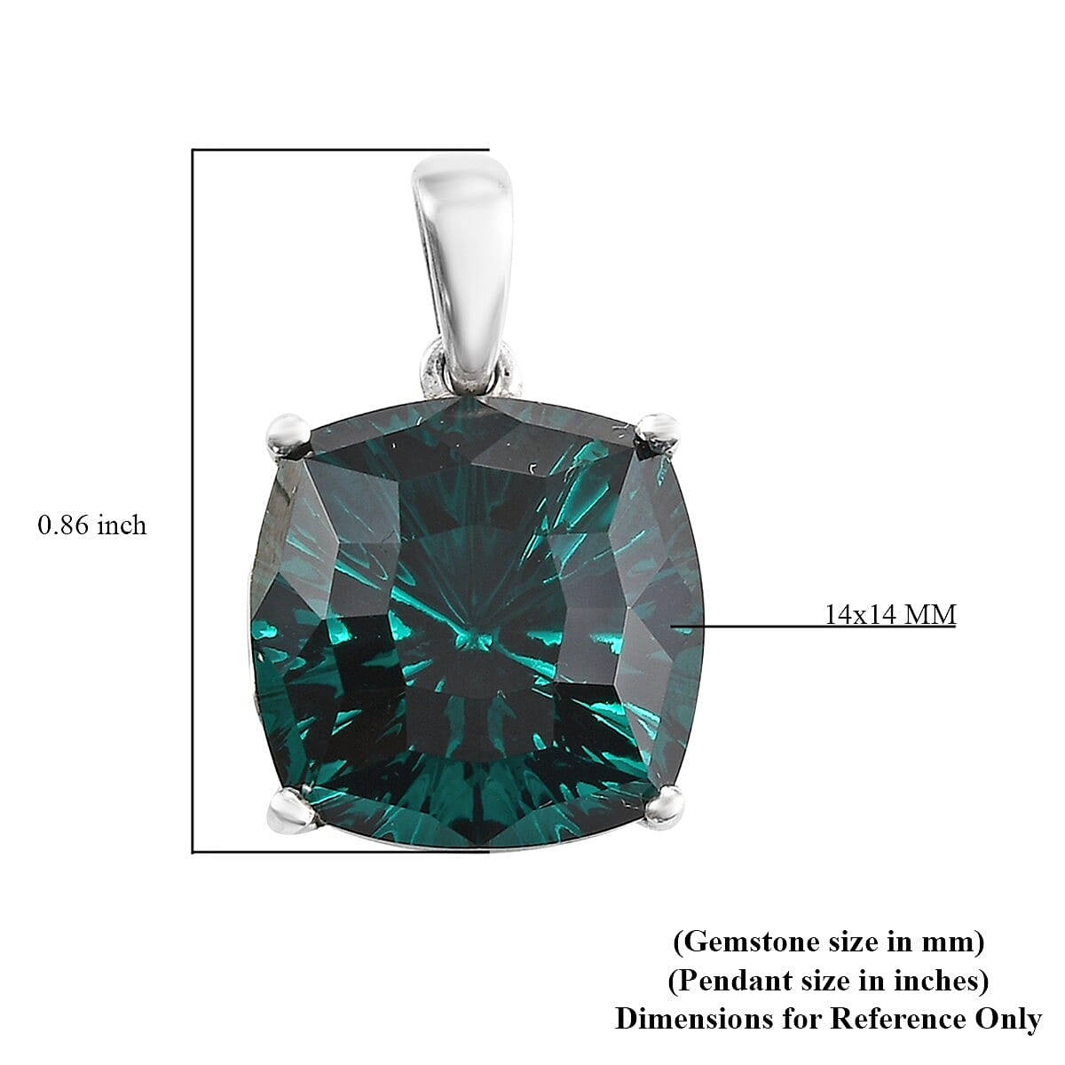 Emerald Color Crystal Solitaire Pendant in Platinum Over Sterling Silver