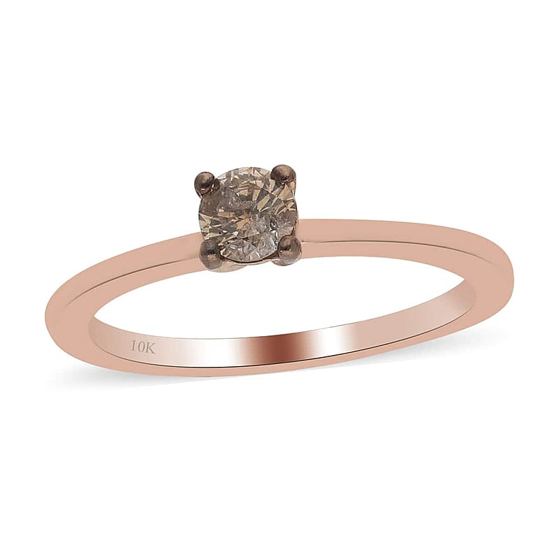 SGL Certified Luxoro 10K Rose Gold Natural Champagne Diamond Solitaire Ring (Size 10.0) 0.25 ctw