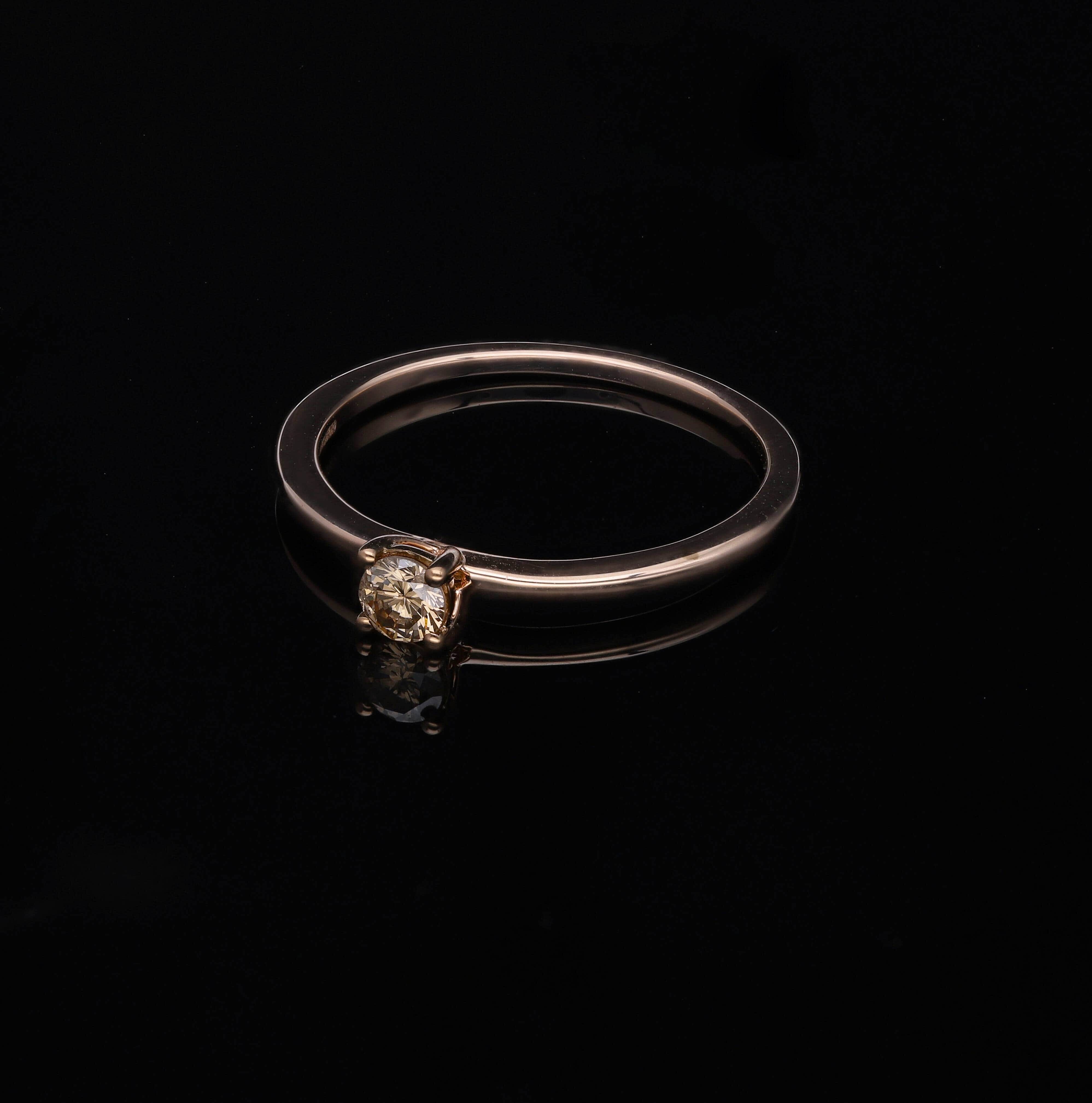 SGL Certified Luxoro 10K Rose Gold Natural Champagne Diamond Solitaire Ring (Size 10.0) 0.25 ctw
