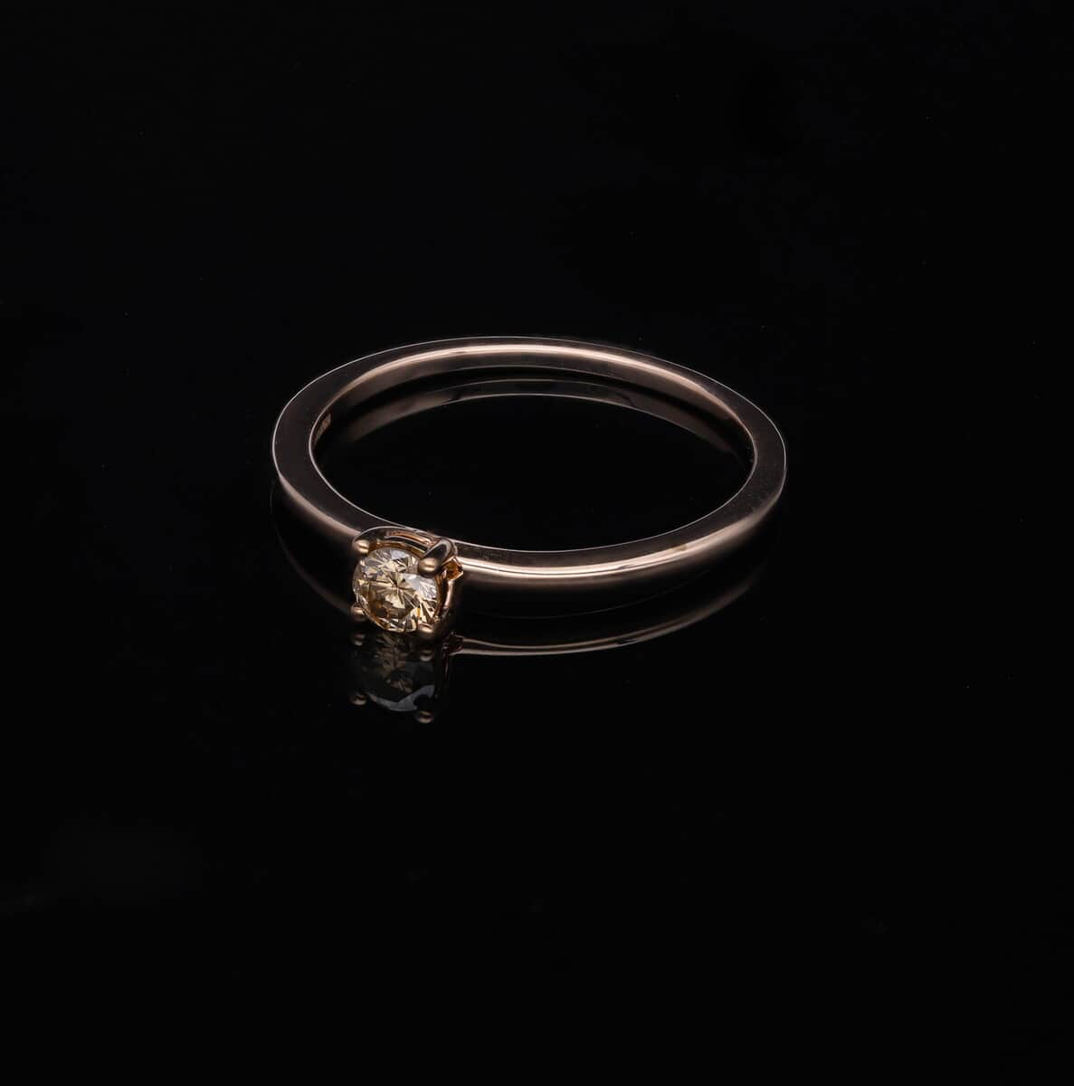 SGL Certified 10K Rose Gold Natural Champagne Diamond Solitaire Ring 0.25 ctw image number 1