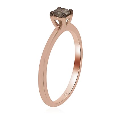 SGL Certified Luxoro 10K Rose Gold Natural Champagne Diamond Solitaire Ring (Size 10.0) 0.25 ctw