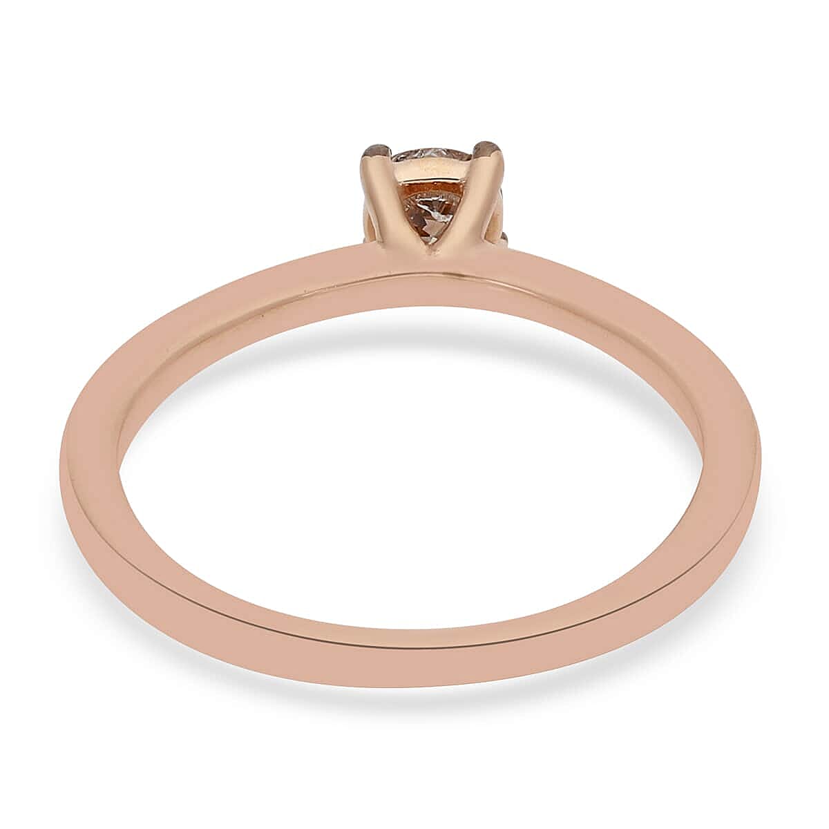 SGL Certified Luxoro 10K Rose Gold Natural Champagne Diamond Solitaire Ring (Size 10.0) 0.25 ctw
