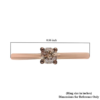 SGL Certified Luxoro 10K Rose Gold Natural Champagne Diamond Solitaire Ring (Size 10.0) 0.25 ctw