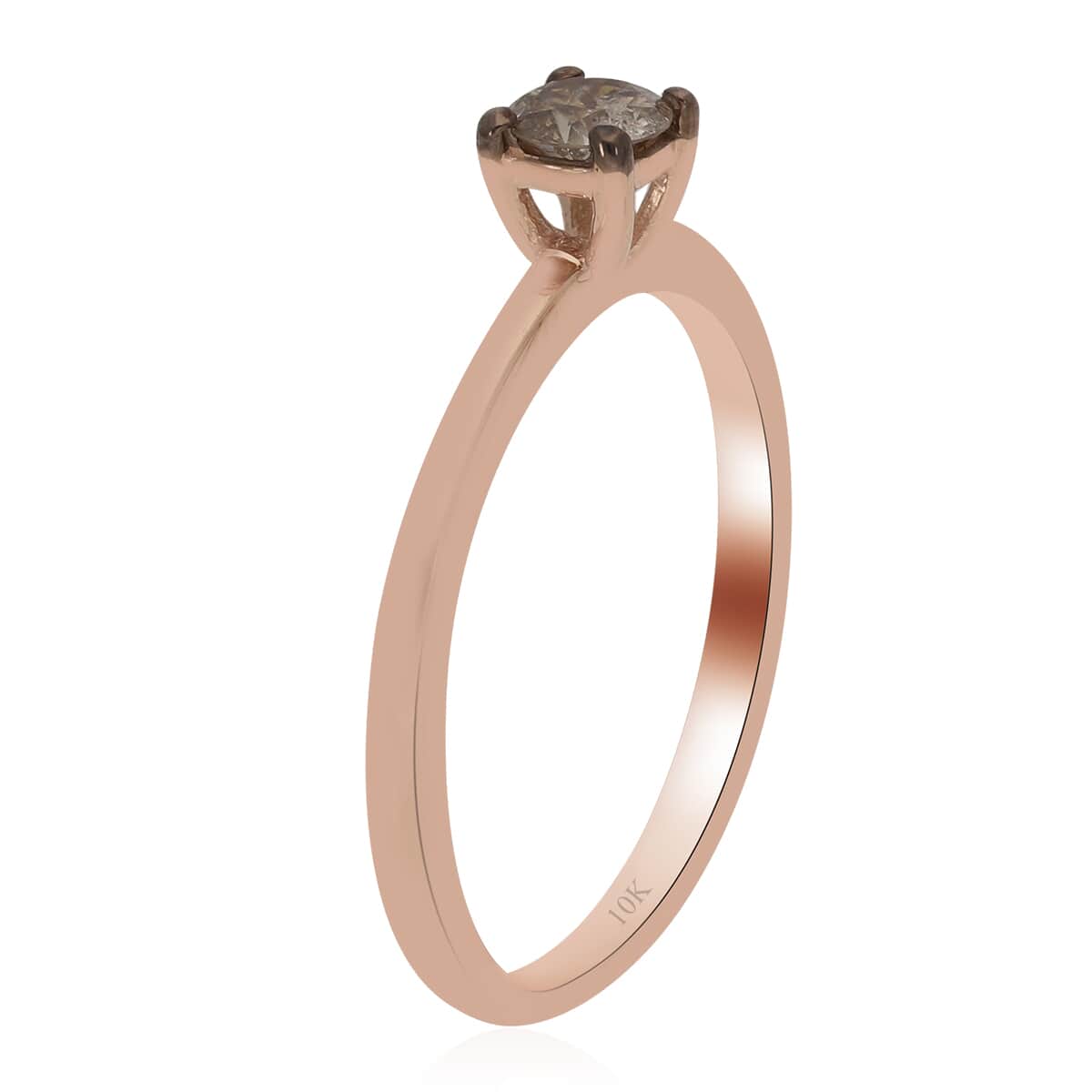 SGL Certified Luxoro 10K Rose Gold Natural Champagne Diamond Solitaire Ring (Size 7.0) 0.25 ctw image number 3