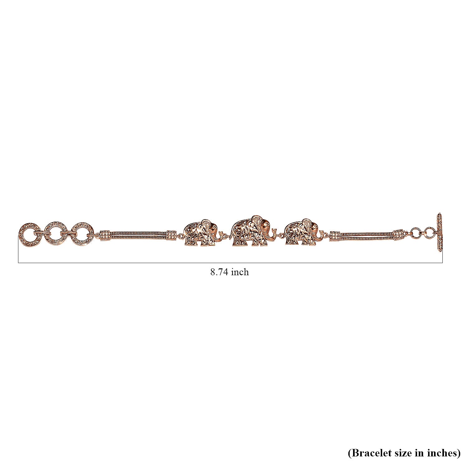 Elephant Bracelet 14K Rose Gold Over Copper (7.25 In)