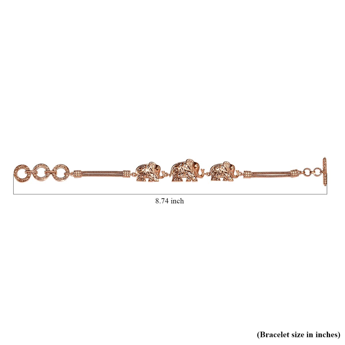 Elephant Bracelet 14K Rose Gold Over Copper (7.25 In) image number 4