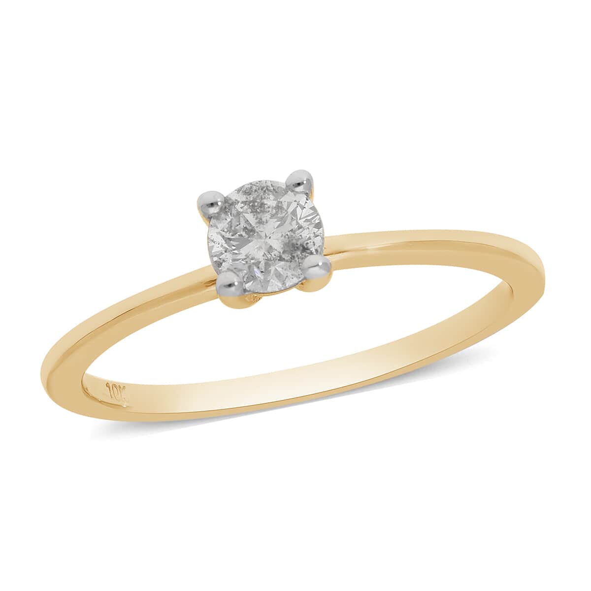 SGL Certified 10K Yellow Gold G-H I3 Diamond Solitaire Ring (Size 10.0) 0.50 ctw image number 0