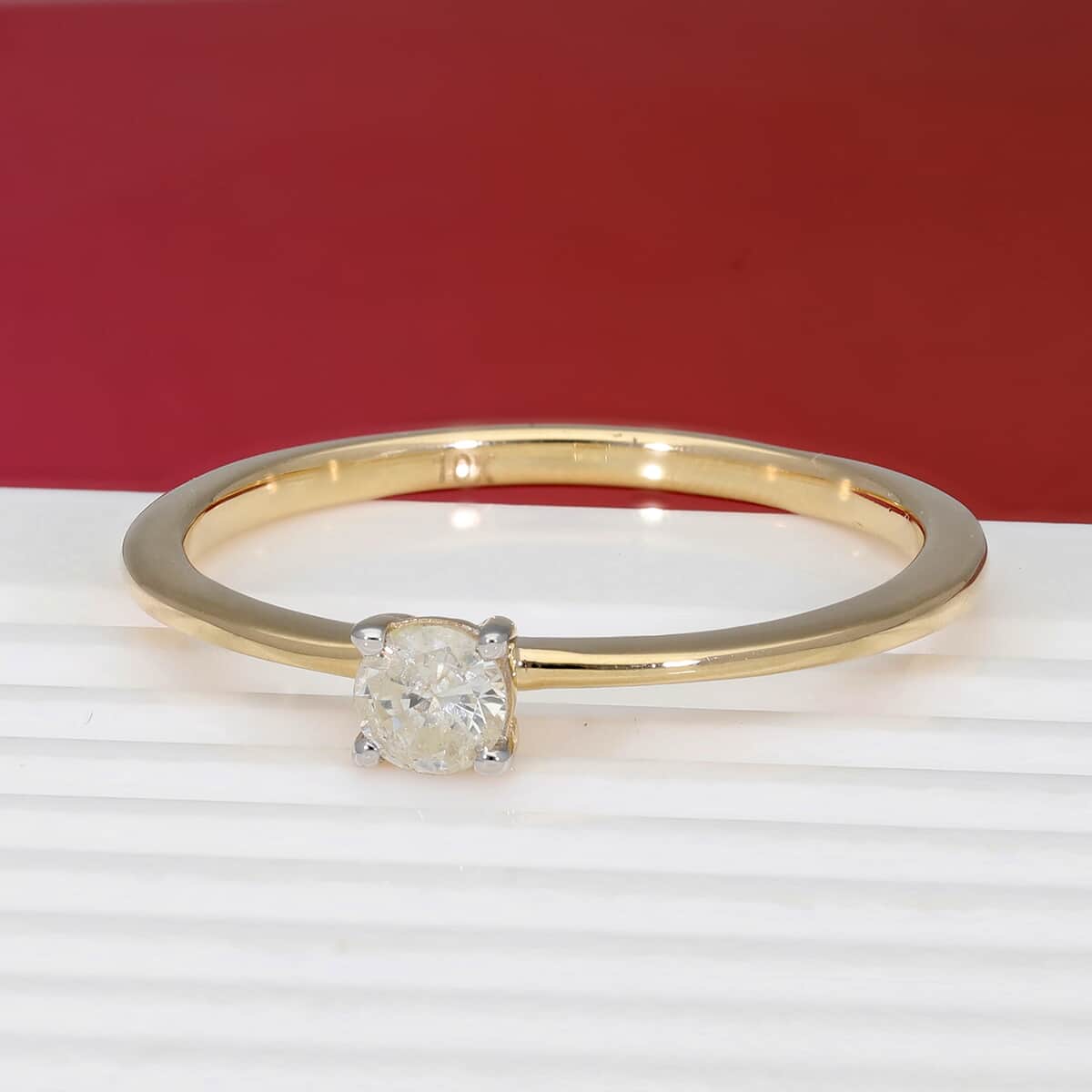 SGL Certified 10K Yellow Gold G-H I3 Diamond Solitaire Ring (Size 10.0) 0.50 ctw image number 1