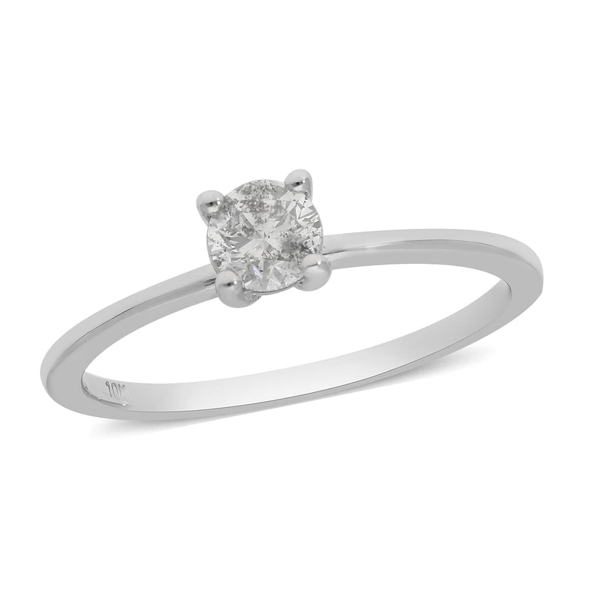 SGL Certified 10K White Gold G-H I3 Diamond Solitaire Ring (Size 7.0) 0.50 ctw image number 0