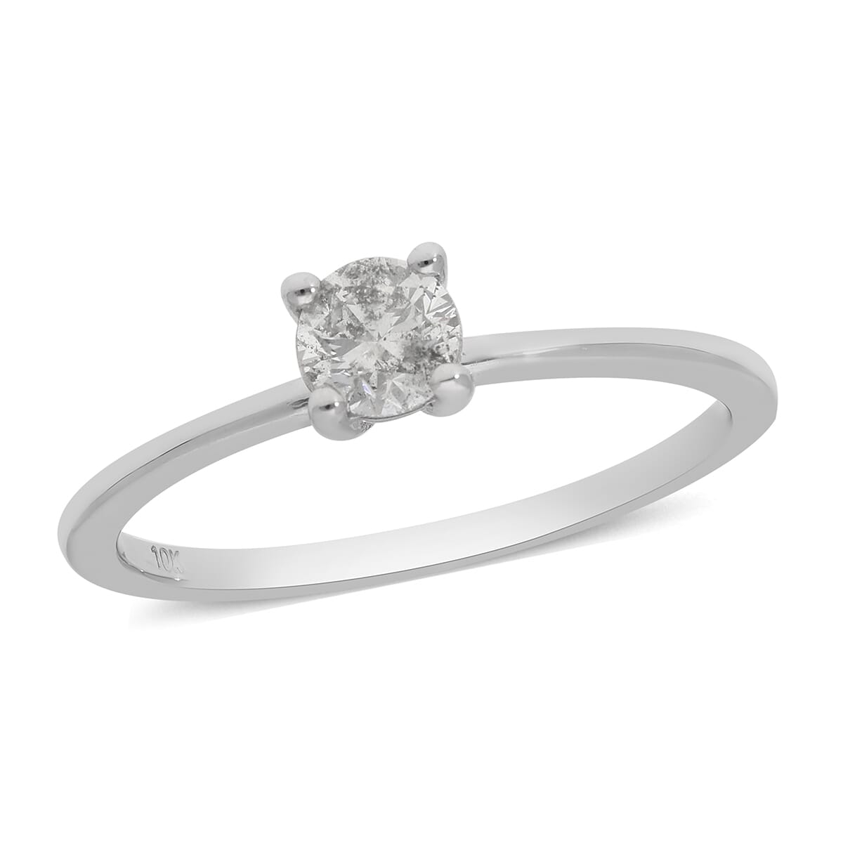 SGL Certified 10K White Gold G-H I3 Diamond Solitaire Ring (Size 9.0) 0.50 ctw image number 0