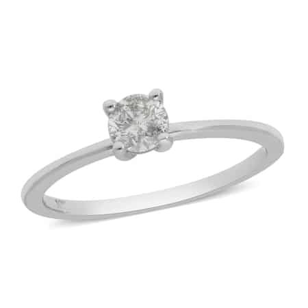 SGL Certified 10K White Gold G-H I3 Diamond Solitaire Ring (Size 9.0) 0.50 ctw image number 0