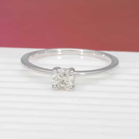 SGL Certified 10K White Gold G-H I3 Diamond Solitaire Ring (Size 9.0) 0.50 ctw image number 1