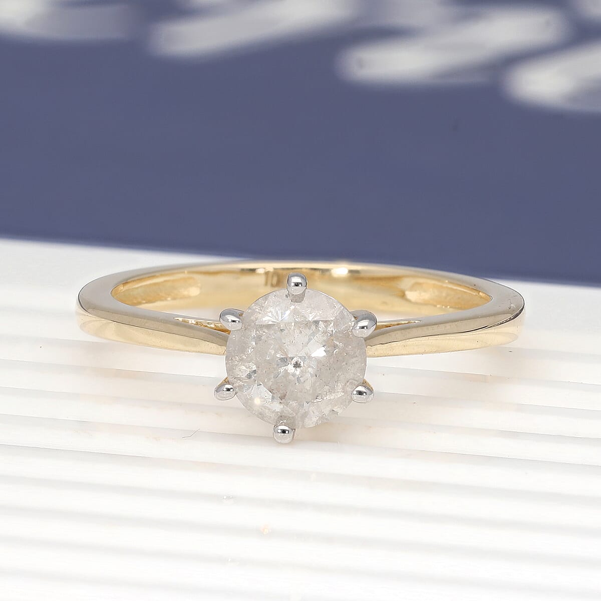 SGL Certified 10K Yellow Gold Diamond (G-H, I3) Solitaire Ring (Size 6.0) 1.00 ctw image number 1