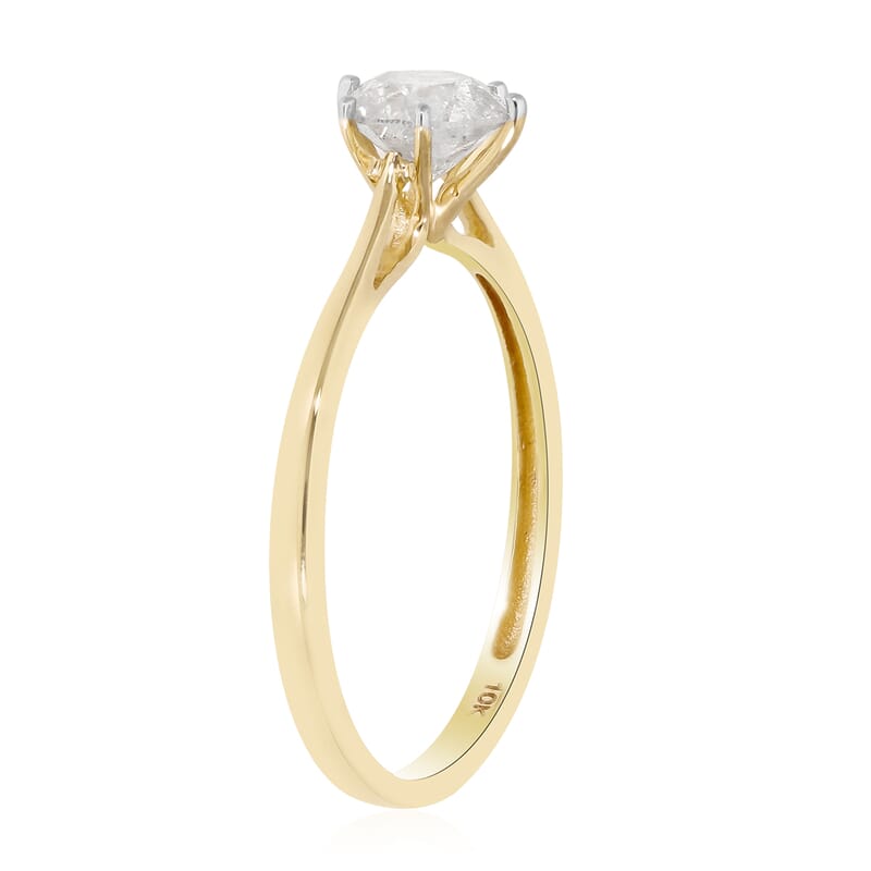 SGL Certified 10K Yellow Gold Diamond (G-H, I3) Solitaire Ring (Size 6.0) 1.00 ctw