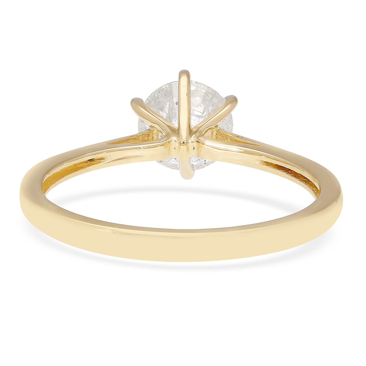 SGL Certified 10K Yellow Gold Diamond (G-H, I3) Solitaire Ring (Size 6.0) 1.00 ctw image number 4