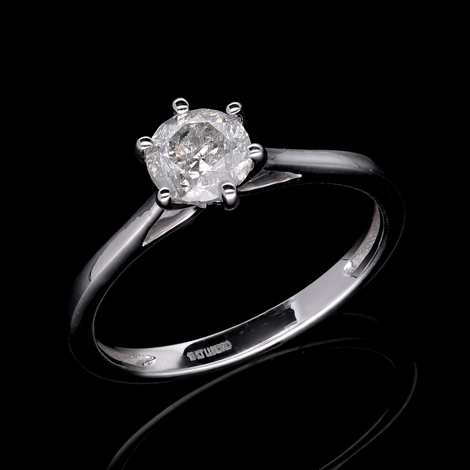 SGL Certified 1.00 ctw Diamond G-H I3 Solitaire Ring in 10K White Gold (Size 9.0)