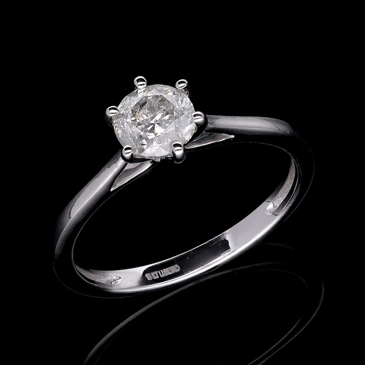 SGL Certified 1.00 ctw Diamond G-H I3 Solitaire Ring in 10K White Gold (Size 9.0) image number 1