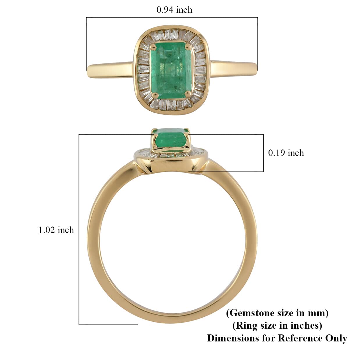 10K Yellow Gold AAA Kagem Zambian Emerald and G-H I3 Diamond Halo Ring (Size 9.0) 2.60 Grams 1.20 ctw image number 4