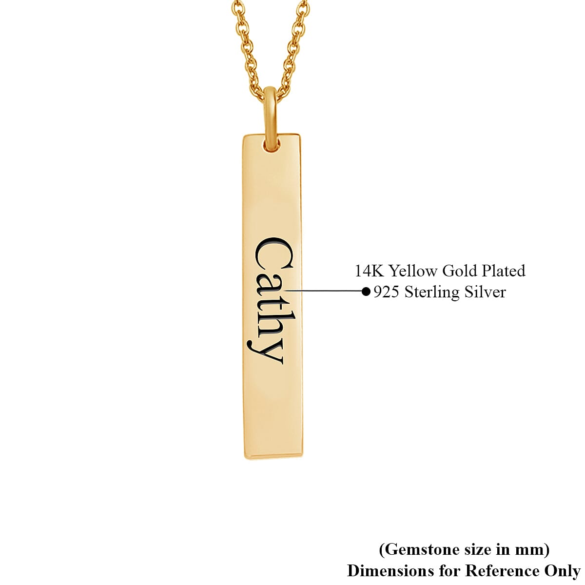 14K Yellow Gold Over Sterling Silver Bar Pendant Necklace (20 Inches) (5.50 g) image number 3