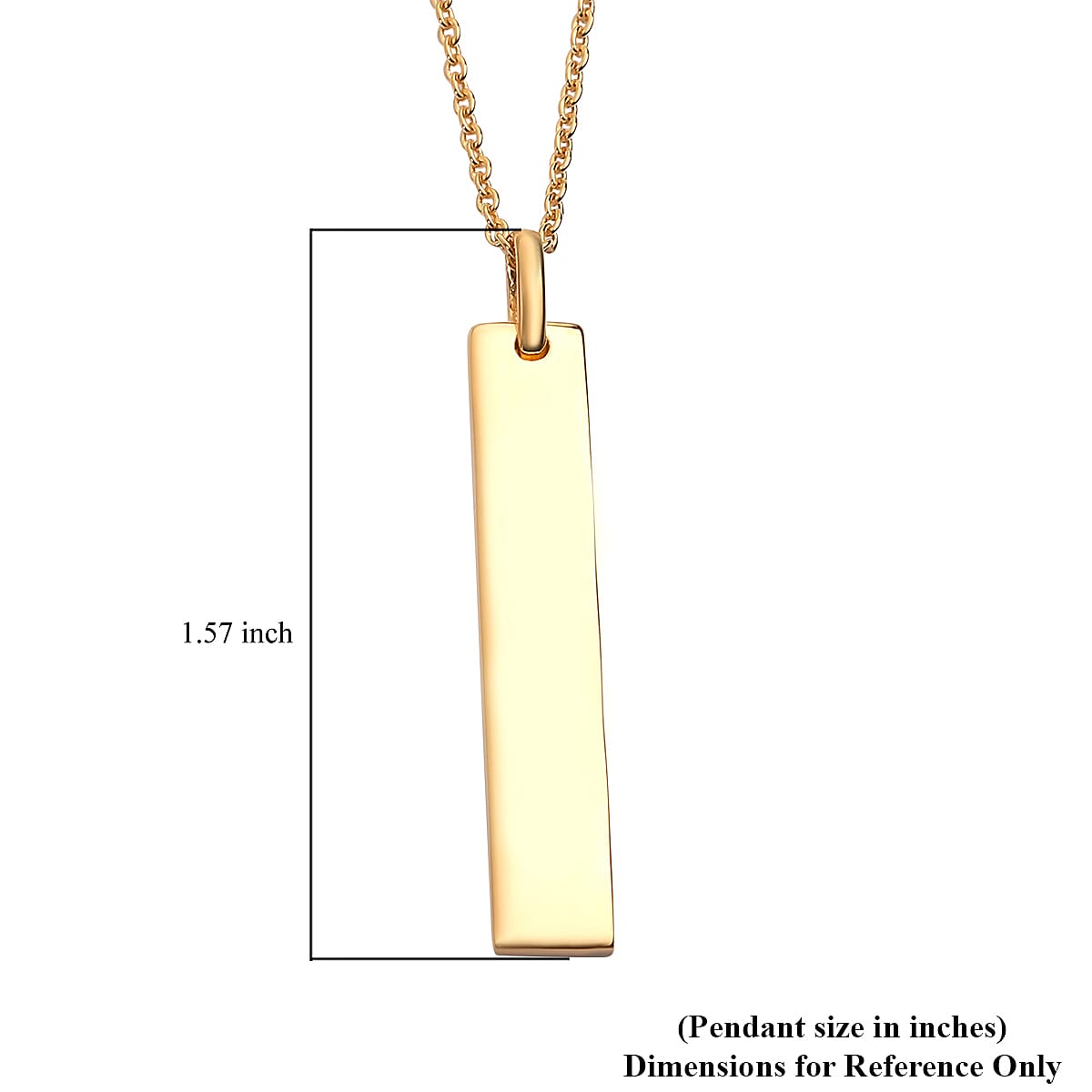 14K Yellow Gold Over Sterling Silver Bar Pendant Necklace (20 Inches) (5.50 g) image number 4