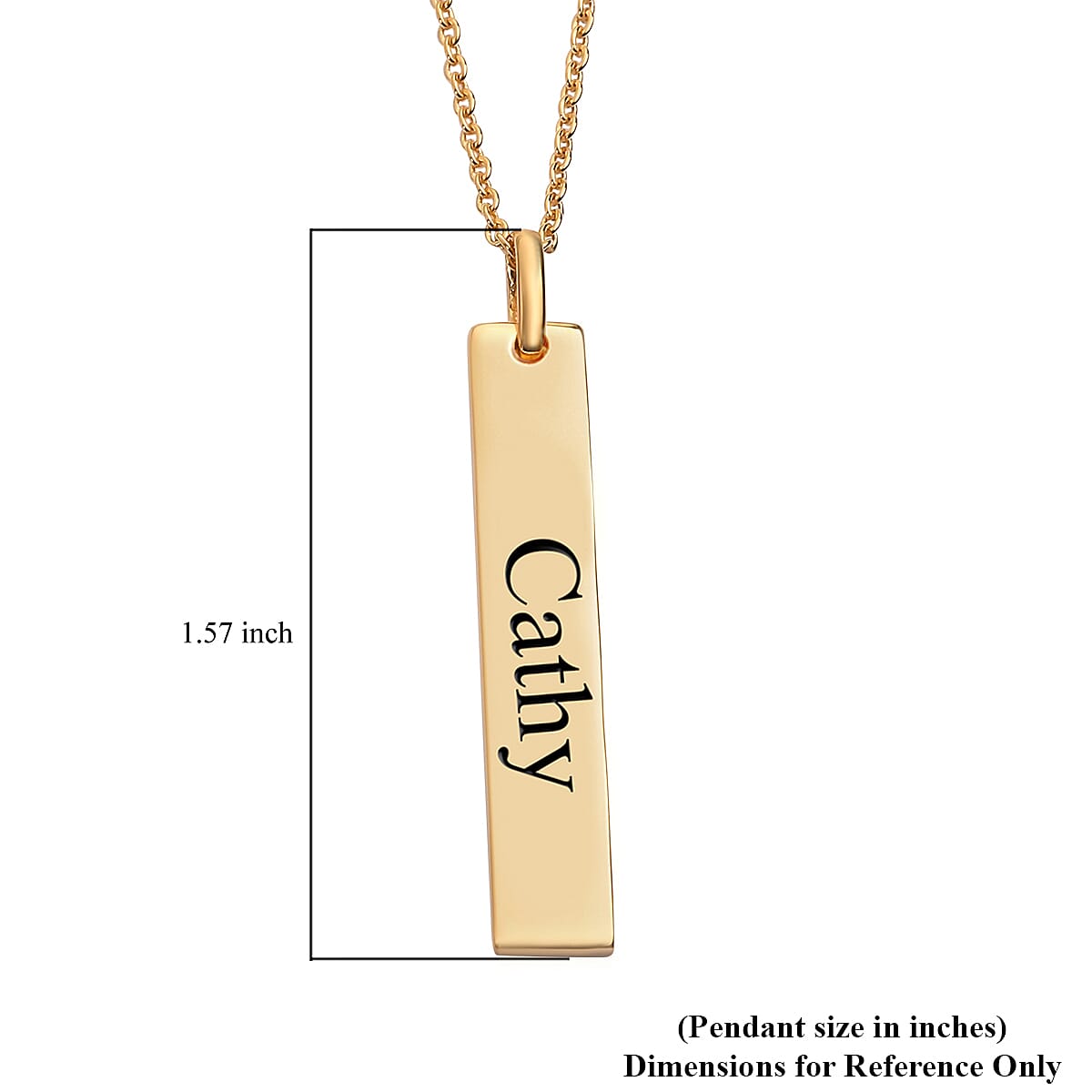 14K Yellow Gold Over Sterling Silver Bar Pendant Necklace (20 Inches) (5.50 g) image number 5