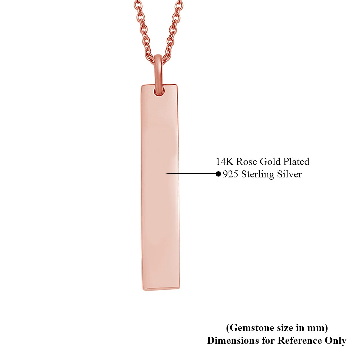 14K Rose Gold Over Sterling Silver Bar Pendant Necklace 20 Inches 5.50 Grams image number 2