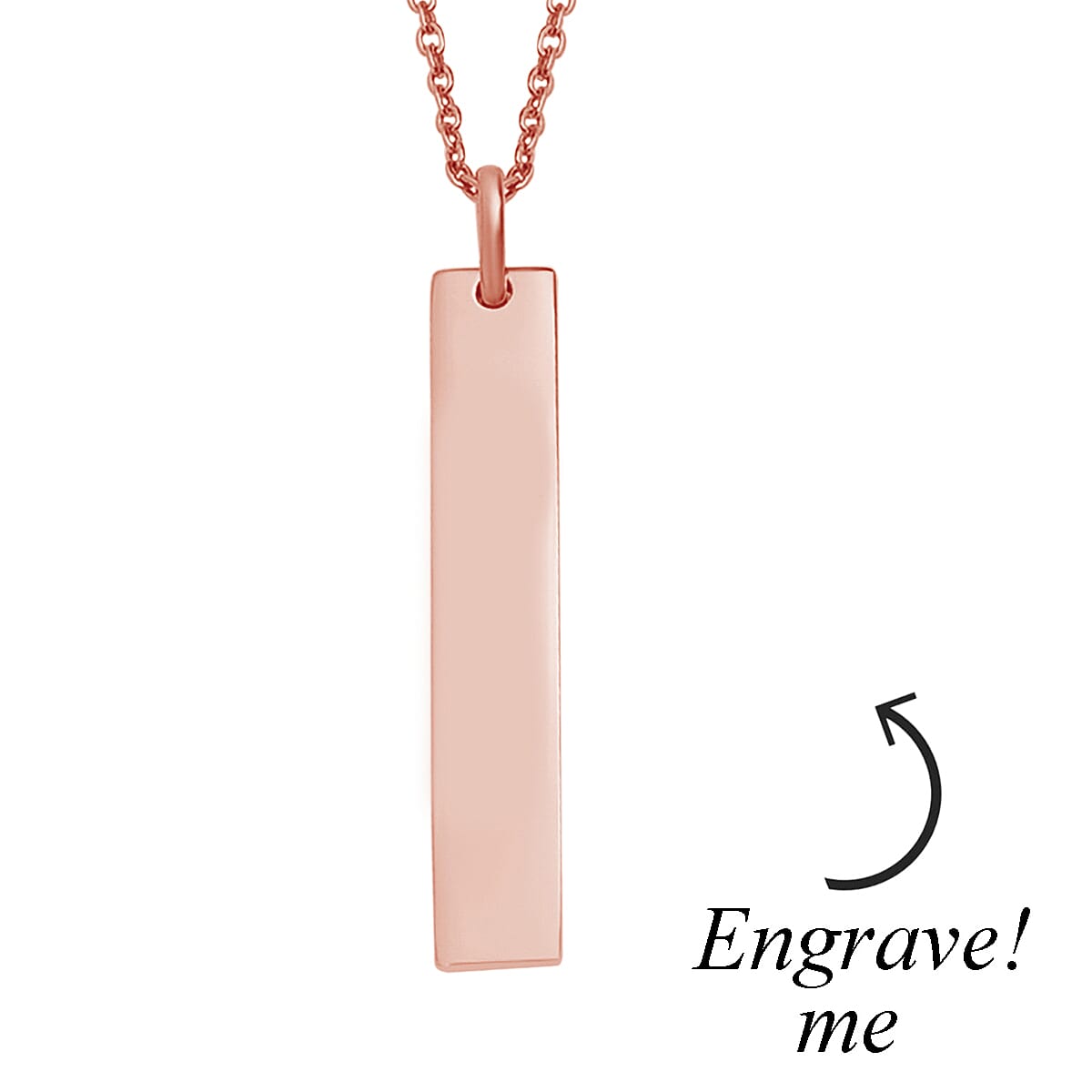 14K Rose Gold Over Sterling Silver Bar Pendant Necklace 20 Inches 5.50 Grams image number 3