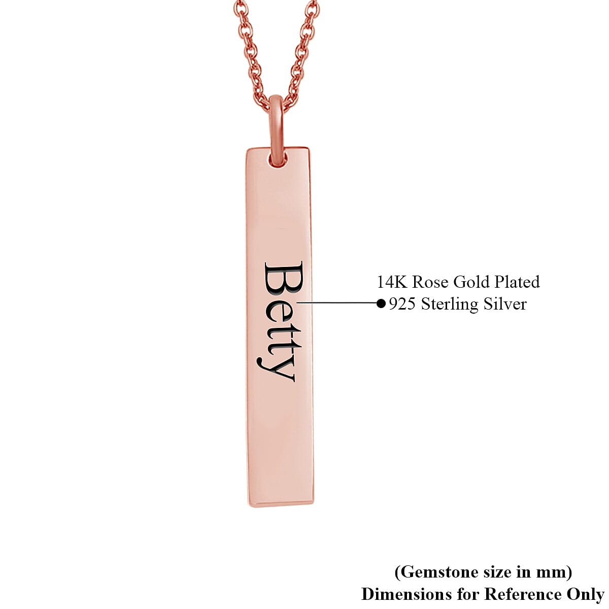 14K Rose Gold Over Sterling Silver Bar Pendant Necklace 20 Inches 5.50 Grams image number 4