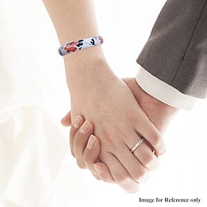 White Ceramic Bangle Bracelet, Safflower Pattern Bangles, Floral Jewelry For Women (8.50 In)