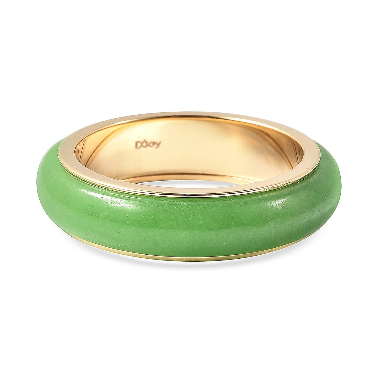 Green Jade Spinner Band Ring in Vermeil Yellow Gold Over Sterling Silver (Size 10.0) 15.00 ctw