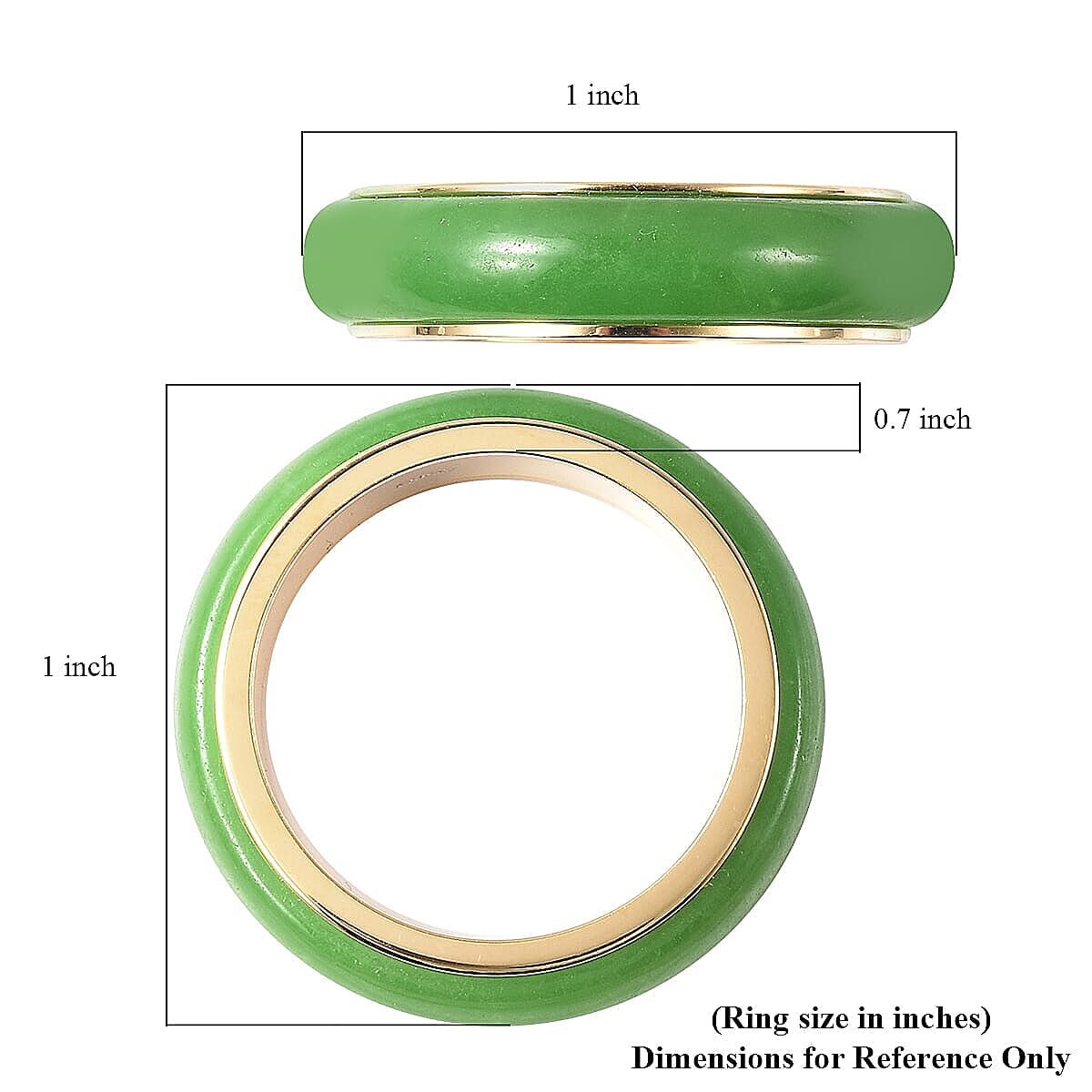 Green Jade Spinner Band Ring in Vermeil Yellow Gold Over Sterling Silver (Size 10.0) 15.00 ctw