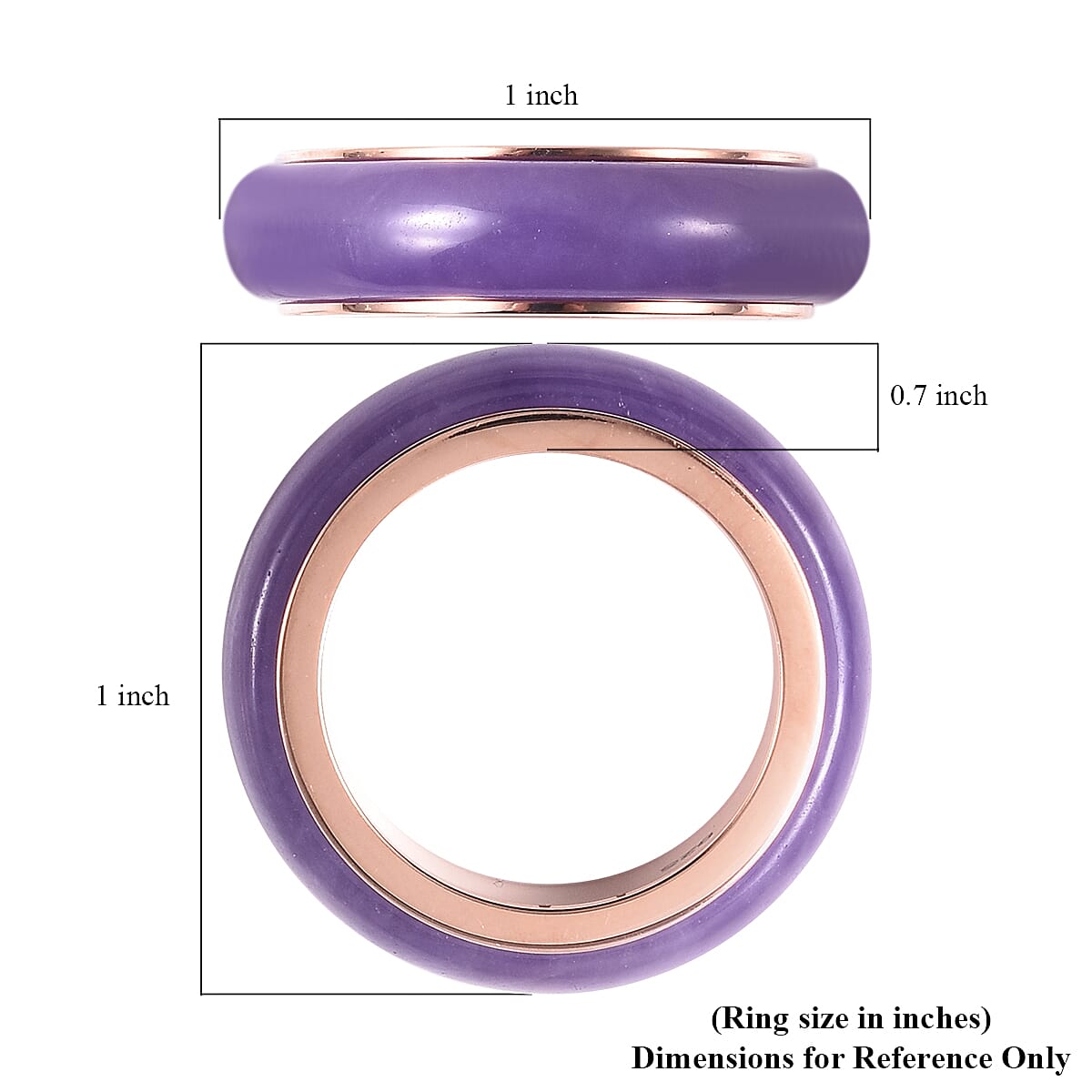 Purple Jade Spinner Band Ring in Vermeil Rose Gold Over Sterling Silver (Size 10.0) 15.25 ctw