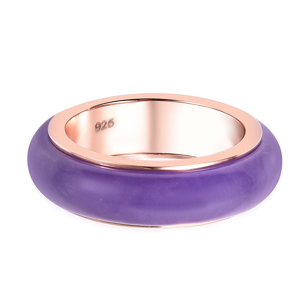 Purple Jade Spinner Band Ring in Vermeil Rose Gold Over Sterling Silver (Size 6.0) 15.25 ctw image number 4
