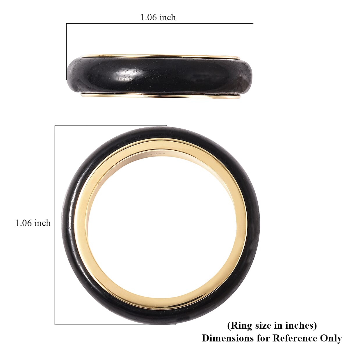 Black Jade (D) Spinner Band Ring in Vermeil Yellow Gold Over Sterling Silver (Size 6.0) 14.85 ctw image number 5