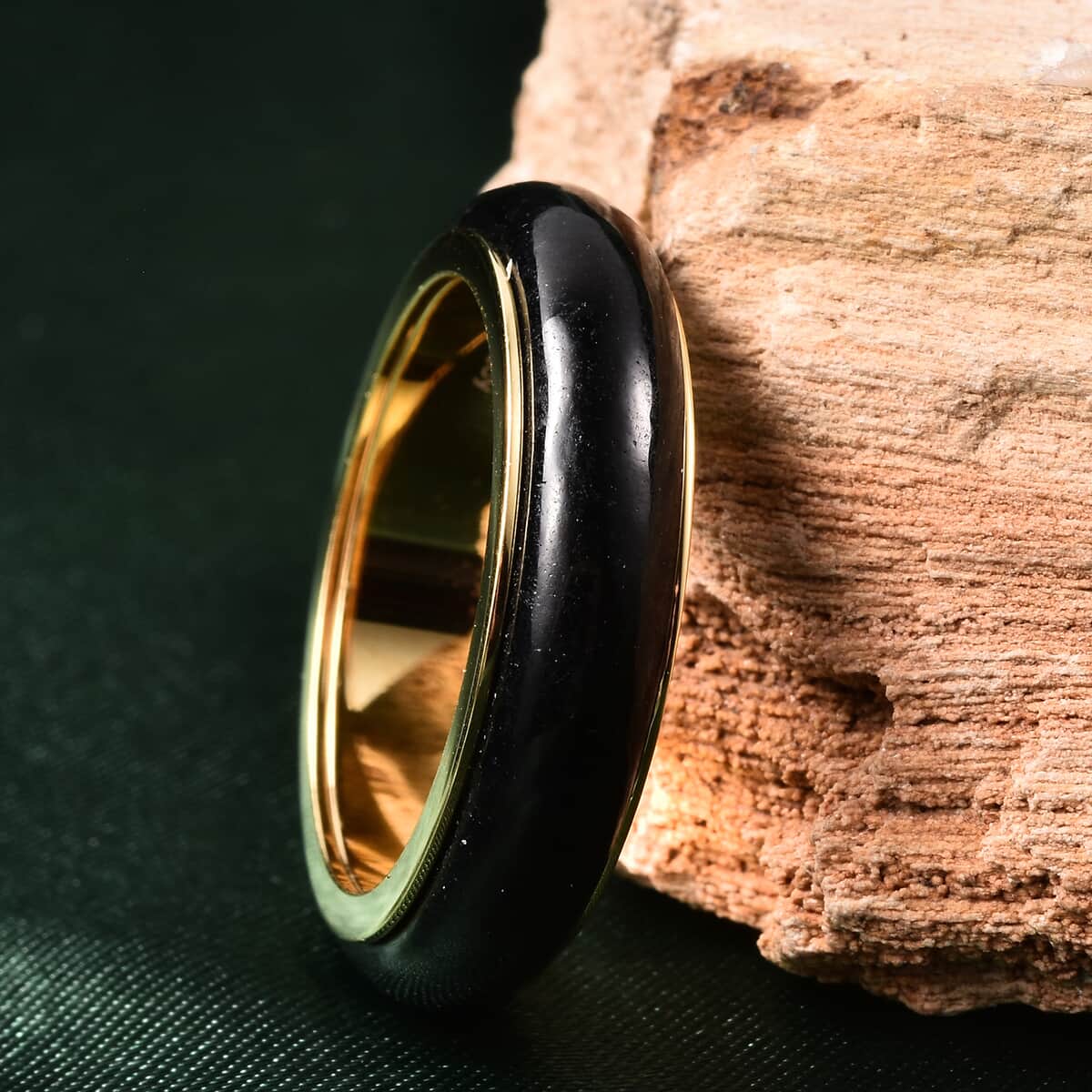 Black Jade (D) Spinner Band Ring in Vermeil Yellow Gold Over Sterling Silver (Size 7.0) 14.85 ctw image number 1