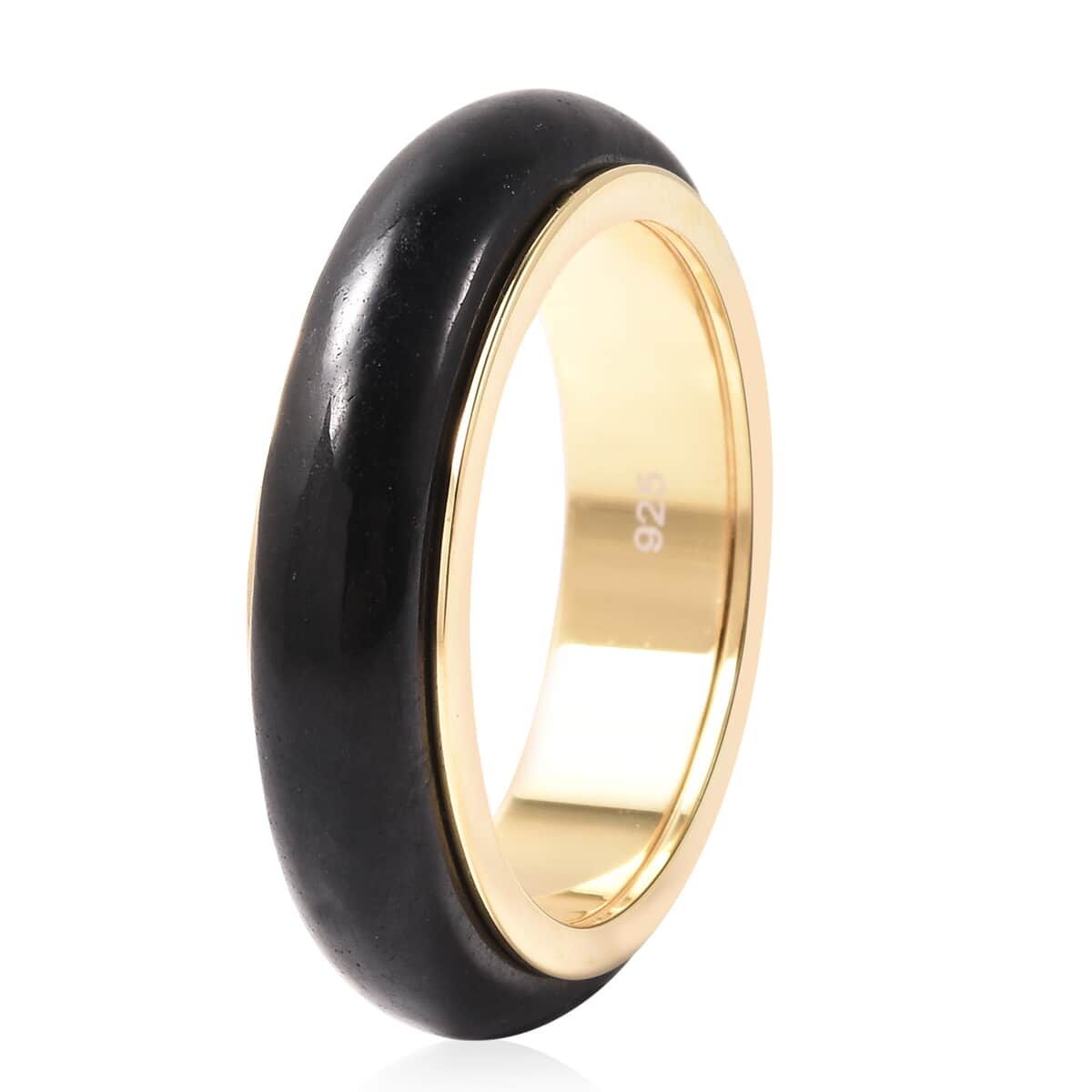 Black Jade (D) Spinner Band Ring in Vermeil Yellow Gold Over Sterling Silver (Size 7.0) 14.85 ctw image number 3