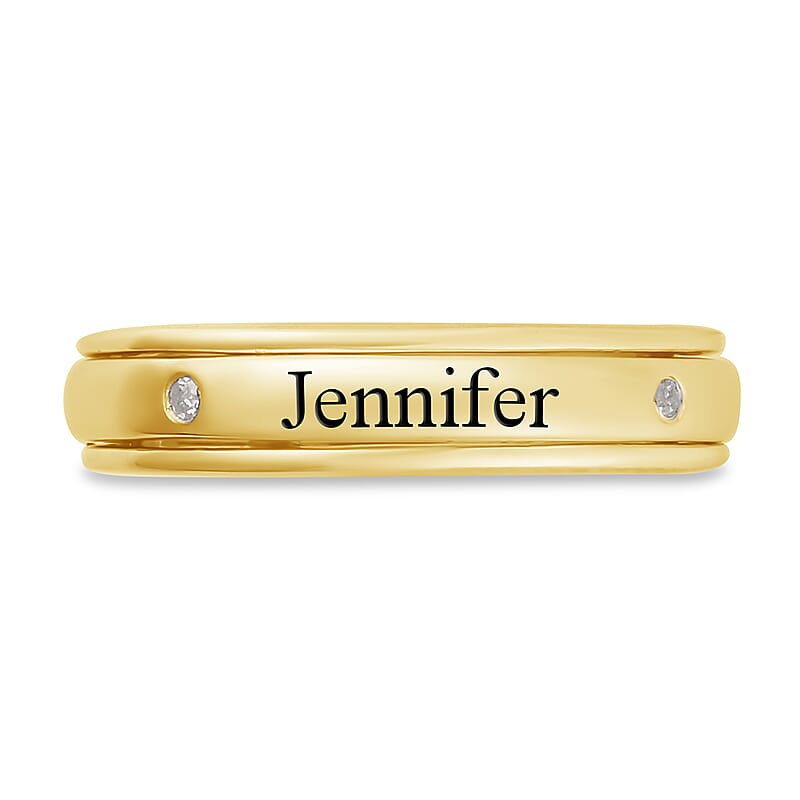 Diamond Accent Spinner Ring in 14K Yellow Gold Over Sterling Silver (Size 5.0)