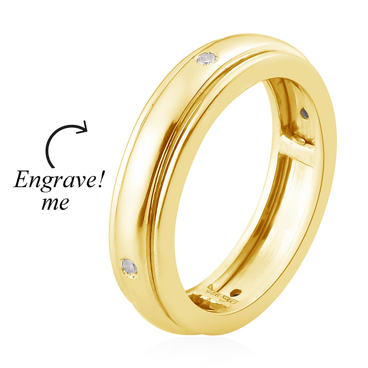 Diamond Accent Spinner Ring in 14K Yellow Gold Over Sterling Silver (Size 5.0)