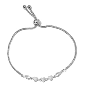 Sterling Silver Heart Bracelet with Stainless Steel Bolo Chain