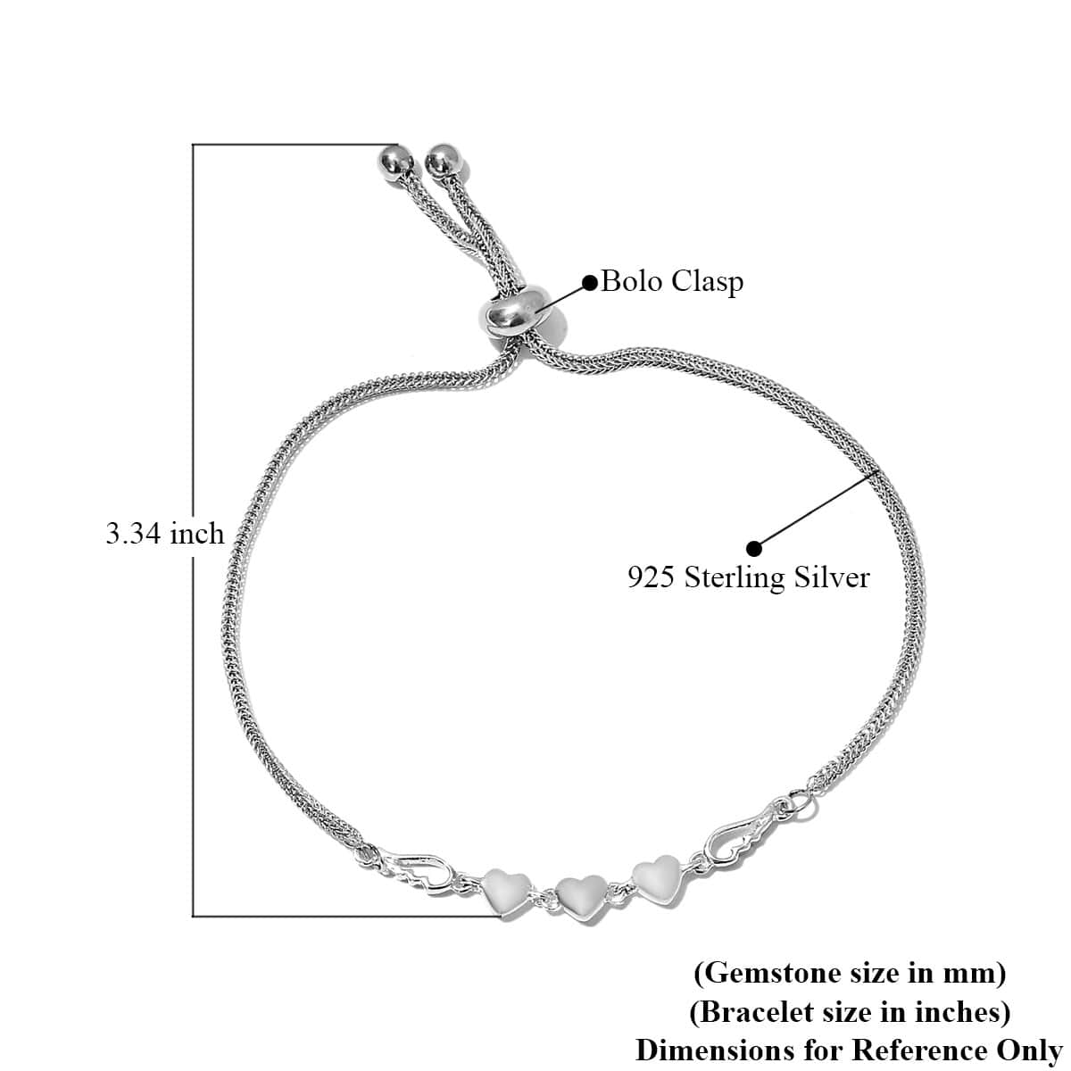 Sterling Silver Heart Bracelet with Stainless Steel Bolo Chain image number 4