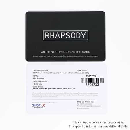 Rhapsody 950 Platinum AAAA Ethiopian Welo Opal Solitaire Pendant 6.10 ctw image number 7