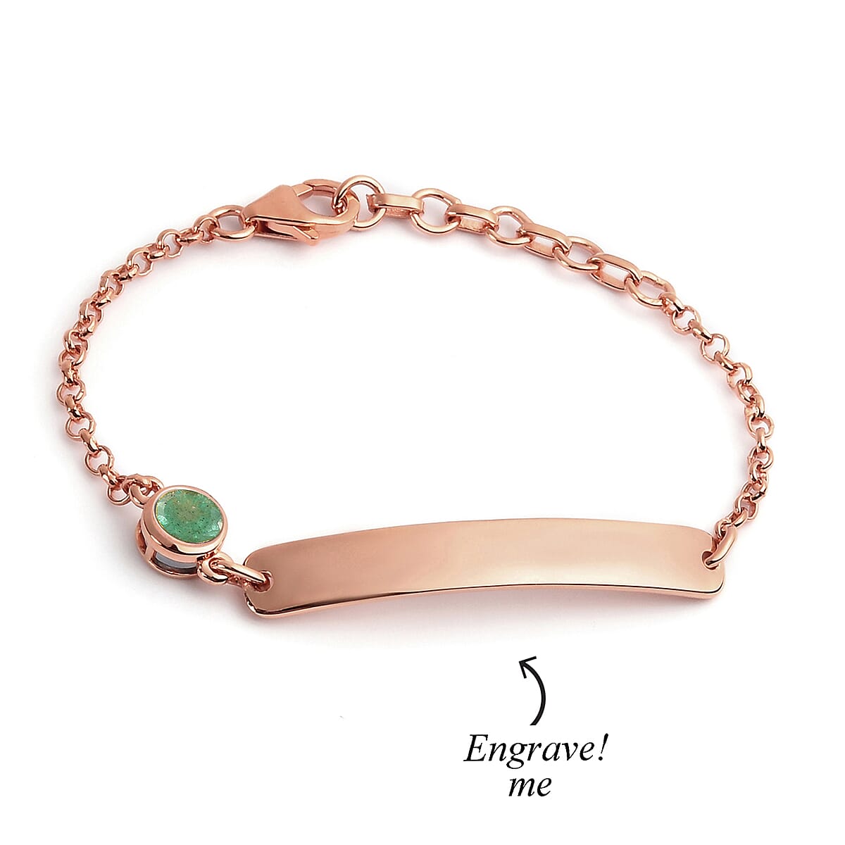 Personalized Socoto Emerald Bracelet in 14K Rose Gold Over Sterling Silver (7.25 In) 0.50 ctw image number 2