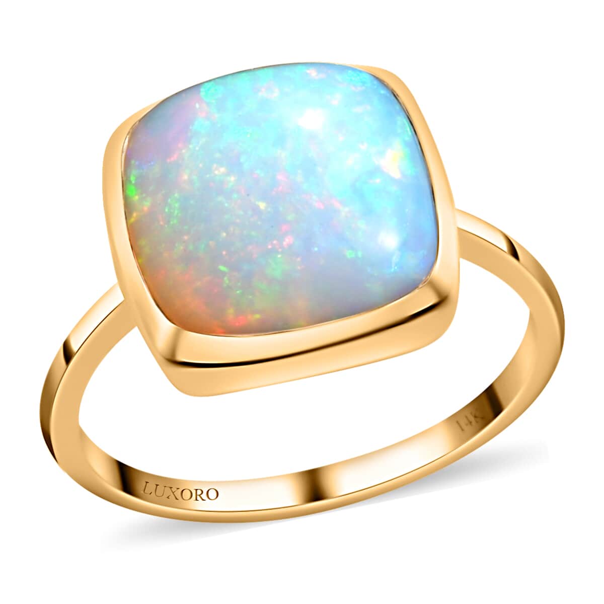 Luxoro 14K Yellow Gold AAA Ethiopian Welo Opal Solitaire Ring, Promise Rings For Women (Size 10.0) 4.25 ctw image number 0