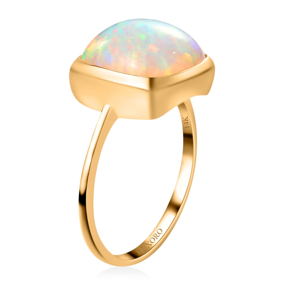 LUXORO 14K Yellow Gold AAA Ethiopian Welo Opal Solitaire Ring (Size 6.0) 3 Grams 4.65 ctw image number 3