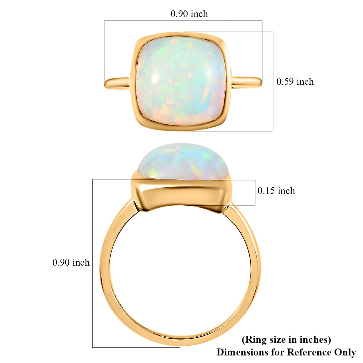Luxoro 14K Yellow Gold AAA Ethiopian Welo Opal Solitaire Ring, Promise Rings For Women (Size 10.0) 4.25 ctw image number 5