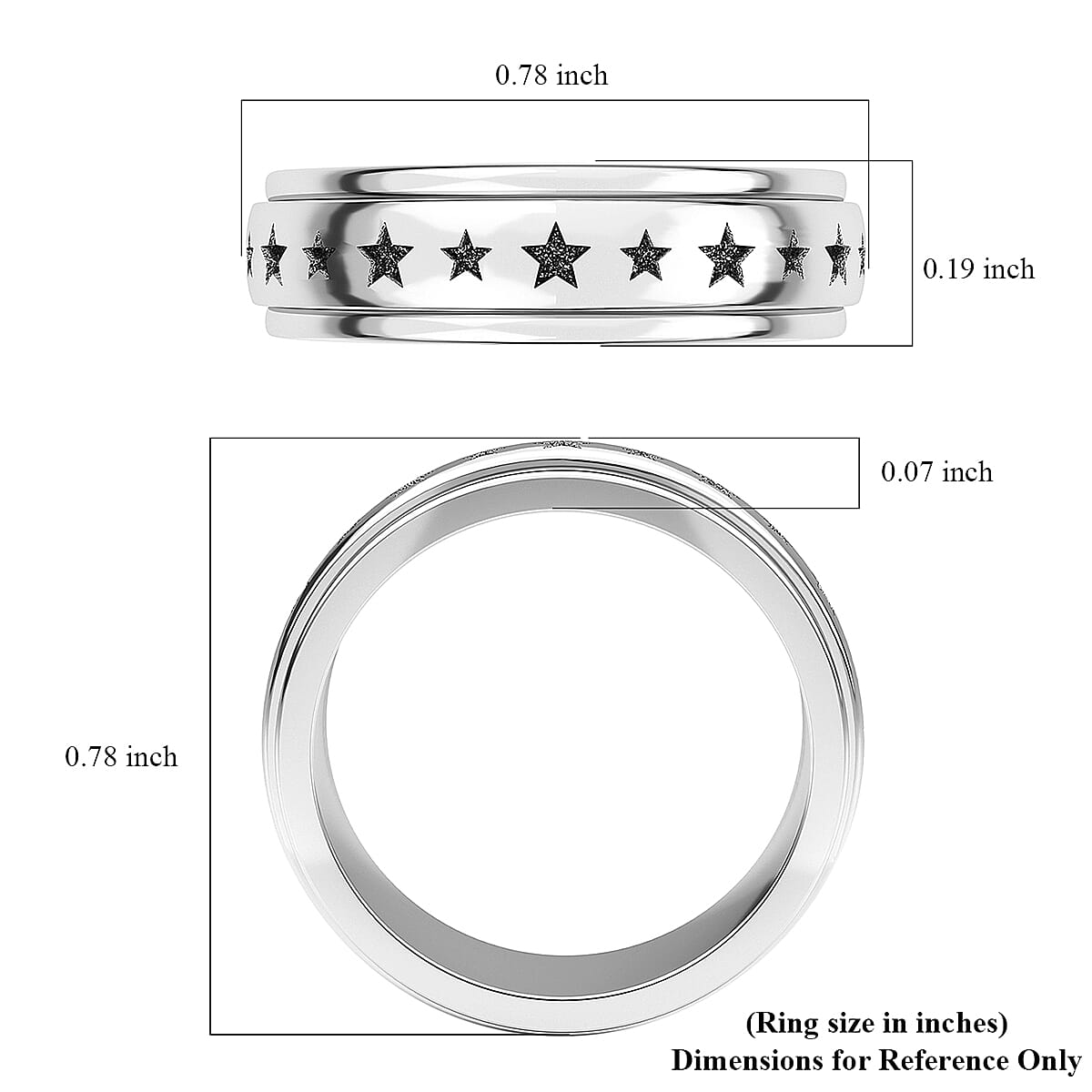Sterling Silver Star Spinner Ring, Anxiety Ring for Women, Fidget Rings for Anxiety for Women, Promise Rings (4.60 g) (Size 5.00)