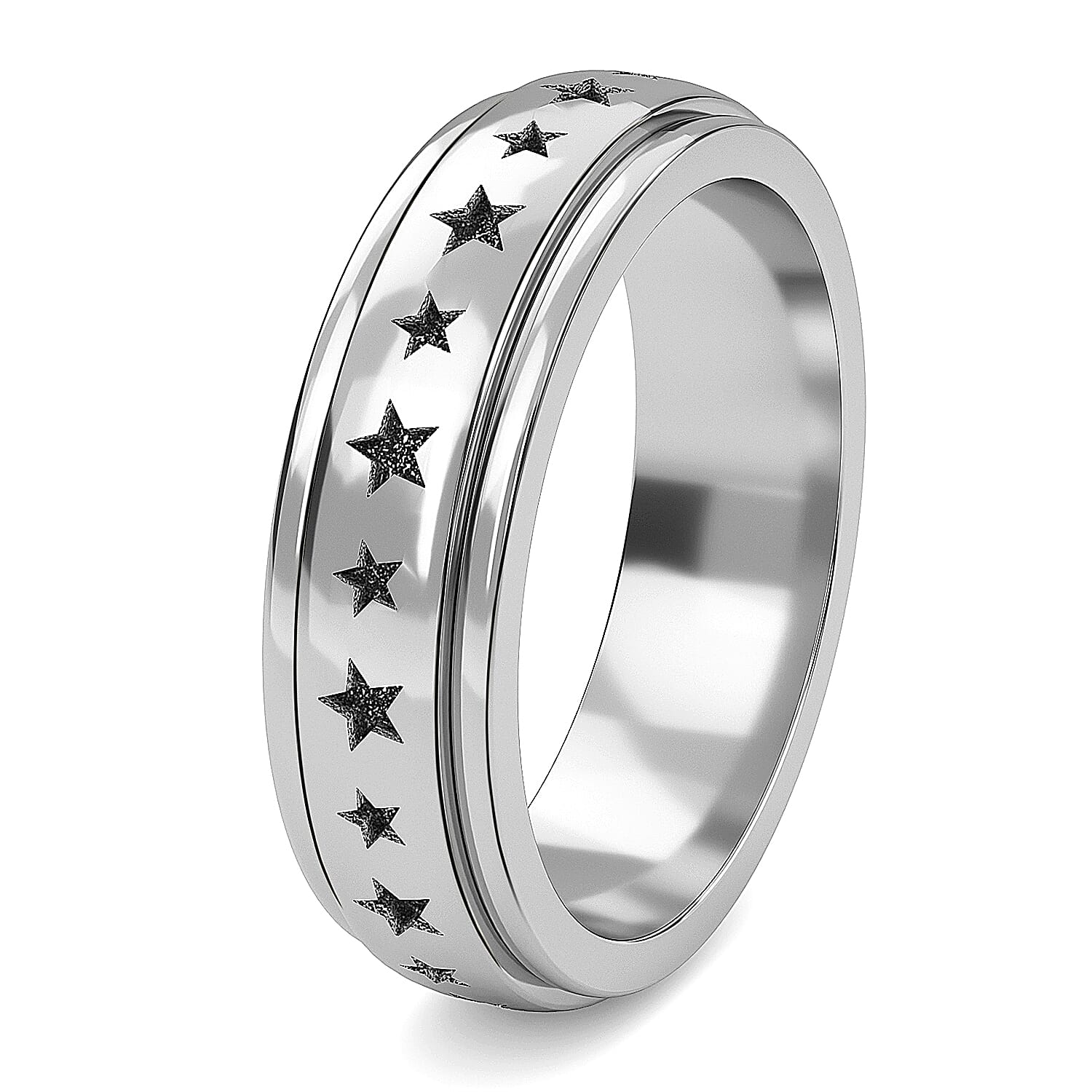 Sterling Silver Star Spinner Ring, Anxiety Ring for Women, Fidget Rings for Anxiety for Women, Promise Rings (4.60 g) (Size 7.00)